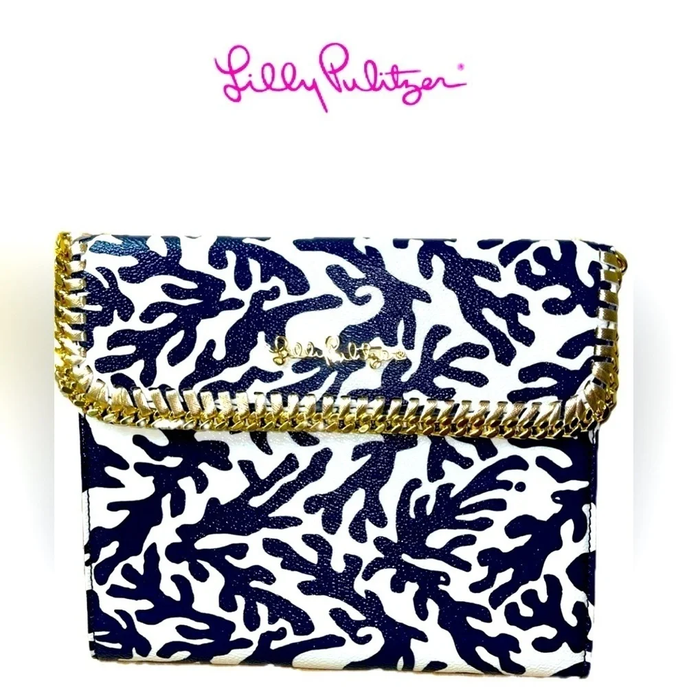 Lilly Pulitzer chain link iPad Tablet Case Treasure, Blue, White & Gold